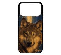 utaupia Coque pour iPhone 17 Pro Max Bois Silicone Loup Telephone Animal predateur Case Motif Bleu Gel Foudre Housse Orage 4G louve de