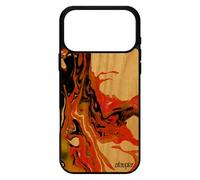 utaupia Coque pour iPhone 17 Pro Max en Bois Silicone Peinture Acrylique Motif personnalisé Housse Authentique Cover marbre Matiere Orange
