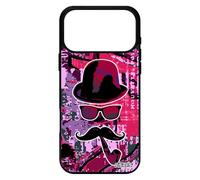 utaupia Coque pour iPhone 17 Pro Max Silicone Monsieur Moustache Street Art Case personnalisé Chapeau Melon Peinture Rose de Made in France