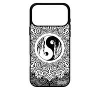 utaupia Coque pour iPhone 17 Pro Max Silicone Yin et Yang Noir et Blanc Oriental Ying Metal Noir coloré Antichoc Bien & Mal Mandala Plume