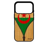utaupia Coque pour iPhone 17 Pro Vrai Bois Naturel Silicone Drapeau Algerie algerien Noir jo Design Coupe du Monde Foot Housse Basket Can