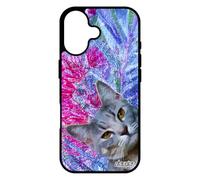 utaupia Coque pour iPhone 17 Silicone Chat Animaux Minou Bleu Chaton Nature lolcat Bumper Dessin Mobile Fleurs Souple Design Noir felin de