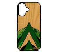 utaupia Coque pour iPhone 17 Vrai Bois Silicone marbre Rigide de Protection Telephone geometrique Vert Fait Main Effet Design Moderne