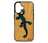 utaupia Coque pour iPhone 17 Vrai Bois Silicone Salamandre Etui azteque Animal 4G Fille Bleu Case Boheme Original Tribal Ethnique lezard de