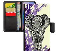 utaupia Coque pour iPhone X en Cuir Rabat Elephant Sagesse magnetique Rigide 10 Telephone Dessin d'afrique Violet Case Original Tribal