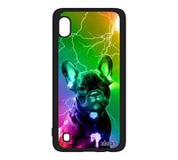 utaupia Coque pour Samsung A10 Silicone Chien Case Multicolore Arc en Ciel Eclair Bumper Bulldog Francais Rigide Portable Animaux de Galaxy
