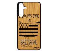 utaupia Coque pour Samsung A15 4G 5G en Bois veritable Silicone j'peux Pas j'vais en Bretagne Bumper Gwenn ha du Foot Smartphone Basket de Galaxy