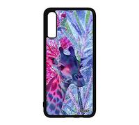 utaupia Coque pour Samsung Galaxy A70 Silicone Girafe Dessin Gel Fleurs Bleu Tache Design Etui Animal Antichoc Savane Afrique Mobile Unique