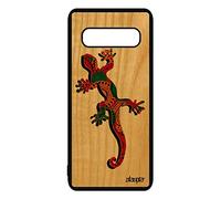utaupia Coque pour Samsung Galaxy S10 en Bois et Silicone Salamandre Hippie TPU Orange Rasta