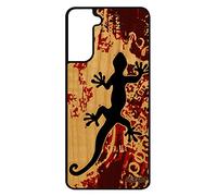 utaupia Coque pour Samsung Galaxy S21 FE en Bois Silicone Salamandre 4G Portable Case Original Cadeau de Noel Jolie Telephone Rouge Esprit du feu