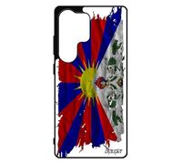 utaupia Coque pour Samsung Galaxy S25 Ultra Silicone Drapeau Tibet tibetain Asie Housse Bouddha Dessin Tissu Mobile Telephone de Protection Metal