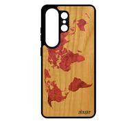 utaupia Coque pour Samsung Galaxy S26 Ultra Vrai Bois Silicone Carte Monde TPU Portable planete Unique Design Globe Pays Housse Motif Terre Atlas