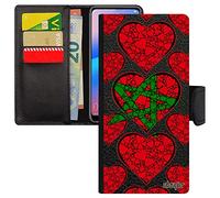 utaupia Coque pour Samsung S21 FE Rabat Porte Cartes Drapeau Maroc marocain Basket Coupe d'afrique Housse Unique Telephone Noir Coeur Galaxy
