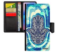 utaupia Coque pour Samsung S9 Cuir Main de fatma Bleu berbere Portable personnalisé Talisman Fatima œil Cadeau d'anniversaire Solide Galaxy