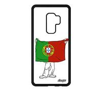 utaupia Coque pour Samsung S9 Plus Silicone Drapeau Portugal Portugais Foot Football Noir Housse jo Telephone Coupe du Monde Euro Cover de Galaxy