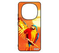 utaupia Coque pour Xiaomi 14 Pro+ Plus 5G /Redmi Note 14 Pro en Silicone Perroquet couché de Soleil Noir Animaux Exotique Orange Perruche Bumper