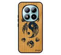utaupia Coque pour Xiaomi pour Redmi Note 15 Pro 5G en Bois Silicone Yin et Yang 4G imprimé Ying Pas Cher Fille Masculin Feminin Etui Japon Case Plume