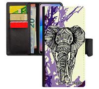 utaupia Coque Rabat pour Samsung Galaxy S23 Cuir Portefeuille Elephant Fantaisie Etui Caoutchouc Pochette Violet Dessin Sagesse d'afrique azteque
