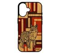 utaupia Coque Renard pour iPhone 17 Bois Silicone geometrique Portable Animaux Ethnique Roux personnalisé azteque Couleur Marron Cube Noir