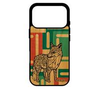 utaupia Coque Renard pour iPhone 17 Pro en Bois Silicone Portable Case azteque Dessin Femme rusé geometrique carré Tribal 4G Animaux Vert