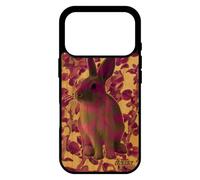 utaupia Coque Rigide pour iPhone 17 Pro Bois veritable Silicone Lapin Mignon Gel Plante Noir Design lièvre Animaux lapine Housse Rose