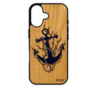 utaupia Coque Silicone Ancre pour iPhone 17 Bois Naturel Housse Bleu Cadeau Fete des Meres personnalisé Old School Flamme Homme Crayon Case