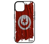 utaupia Coque Silicone Antichoc pour iPhone 15 Drapeau Tunisie Tunisien Basket Tissu Noir Can Football Foot Metal jo
