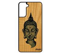 utaupia Coque Silicone Bouddha pour Samsung Galaxy S21 FE Vrai Bois Visage Telephone de Luxe Yoga Femme Dessin Portrait thailande Bouddhisme