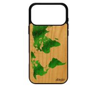 utaupia Coque Silicone Carte Monde pour iPhone 17 Pro Max Bois de Protection Effet Motif Fait Main Globe Atlas Vert geographie planete