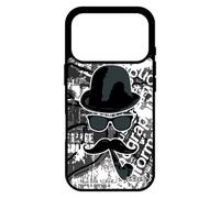 utaupia Coque Silicone de Protection pour iPhone 17 Pro Moustache Monsieur Telephone Gel Noir et Blanc Mobile Antichoc Vintage Homme Gris