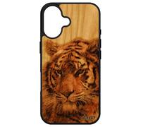 utaupia Coque Silicone pour Apple iPhone 16 Bois Tigre 4G felin Animal Nature Marron tigresse predateur Noir Design 256 Go Portable Fauve de