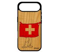 utaupia Coque Silicone pour iPhone 17 Air en Bois et Drapeau Suisse Switzerland Foot Euro Football Basket 4G jo Housse