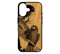 utaupia Coque Silicone pour iPhone 17 Bois veritable Perroquet Perruche Animal Nature Design Arbre frêne Oiseau Solide Gris Animaux de