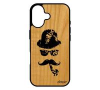 utaupia Coque Silicone pour iPhone 17 en Bois Moustache Peinture Charlie Chaplin Vintage Telephone personnalisé Chapeau Melon Homme Pipe de