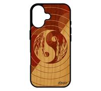 utaupia Coque Silicone pour iPhone 17 en Bois Yin et Yang Mobile Art Femme de Protection Couleur Marron Rond Etui Ying Cadeau de Noel Yoga