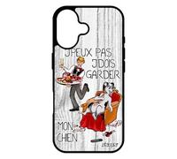 utaupia Coque Silicone pour iPhone 17 j'peux Pas j'dois Garder Mon Chien Housse Telephone jpeux Etui Chiot Metal Gris Texte Souple Je