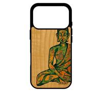 utaupia Coque Silicone pour iPhone 17 Pro Bois Bouddha Telephone Assis Noir Yoga Graphique Bouddhisme Illustration Inde Made in France