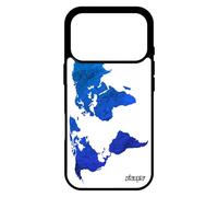 utaupia Coque Silicone pour iPhone 17 Pro Carte Monde Texture planete Design Pas Cher de Protection Atlas alu Antichoc Globe Bleu Pays