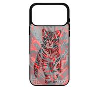 utaupia Coque Silicone pour iPhone 17 Pro Max Chat Petit tigré coloré Metal Dessin Plume Pastel matou Rouge TPU Mignon Sauvage Animal Cover
