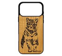 utaupia Coque Silicone pour iPhone 17 Pro Max en Bois Chat felin Antichoc Petit Telephone Chaton Noir Etui Dessin Femme frêne Animaux 4G