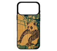 utaupia Coque Silicone pour iPhone 17 Pro Max en Vrai Bois Panda Noir azteque Etui Rigide Bleu Ours Dessin Ethnique Tribal de Luxe Animal