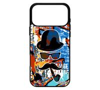 utaupia Coque Silicone pour iPhone 17 Pro Max Monsieur Moustache Peinture Telephone Homme Vintage Noir Orange Chapeau Melon 2000 Go de
