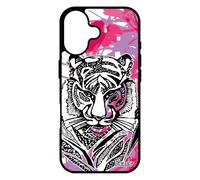 utaupia Coque Silicone pour iPhone 17 Tigre Fantaisie Tribal Nature Fille Rigide Fleur Etui Rose Dessin Metal Feuilles Unique azteque