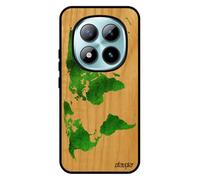 utaupia Coque Silicone pour Xiaomi pour Redmi Note 15 Pro 5G Bois Carte Monde Effet Souple Vert Atlas Terre Globe planete Motif de Made in France