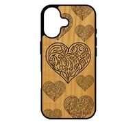 utaupia Coque Telephone pour iPhone 17 Bois Silicone cœur Art Amitie Rigide Amour Housse Noir Unique Tribal Etui Cadeau Saint Valentin