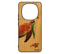 utaupia Coque Tortue pour Xiaomi 14 Pro+ Plus 5G /pour Redmi Note 14 Pro Bois Silicone Portable de Protection Smartphone Ocean Original Peinture Jeu.