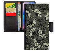 utaupia Coque Wax Rabat pour iPhone 12/12 Pro Portefeuille Leather Bumper Afrique Artisanat Gris Africain Etui personnalisé Motif en