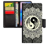 utaupia Coque Xiaomi Redmi Note 13 Pro 5G Cuir Rabat Yin et Yang Oriental Artistique Plume Motif Rosace Fantaisie Ying Noir Harmonie Mobile