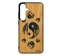utaupia Coque Yin et Yang Antichoc pour Samsung S25+ Plus Bois Silicone SM-S936B Bleu Ying Image 4G imprimé Masculin Feminin Fille Japon pour Galaxy