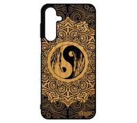 utaupia Coque Yin et Yang pour Samsung Galaxy A16 4G 5G en Bois Silicone Cover Mobile Harmonie Rosace Etui coloré Noir et Blanc Antichoc Plume de